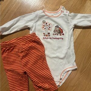 Gerber Baby's First Thanksgiving Bodysuit Set - White and Orange